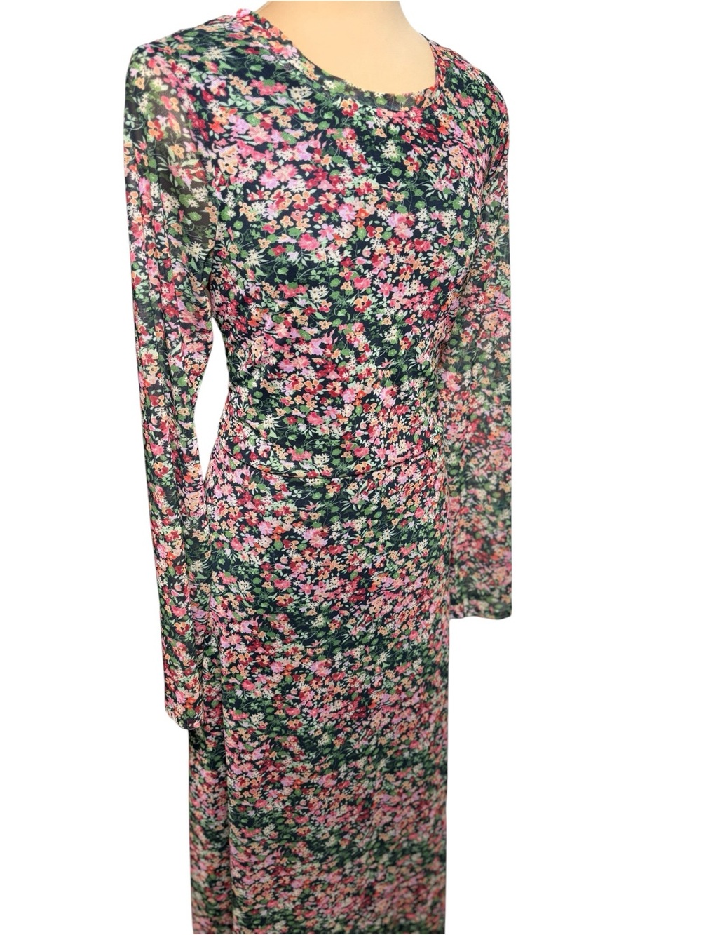 Eva Franco Anthropologie Floral Mesh Maxi Dress Boho Long Sleeve Size M - Picture 3 of 8